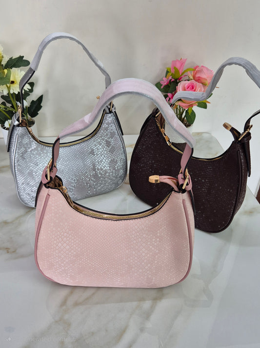 Snakeskin Baguette Shoulder Bag