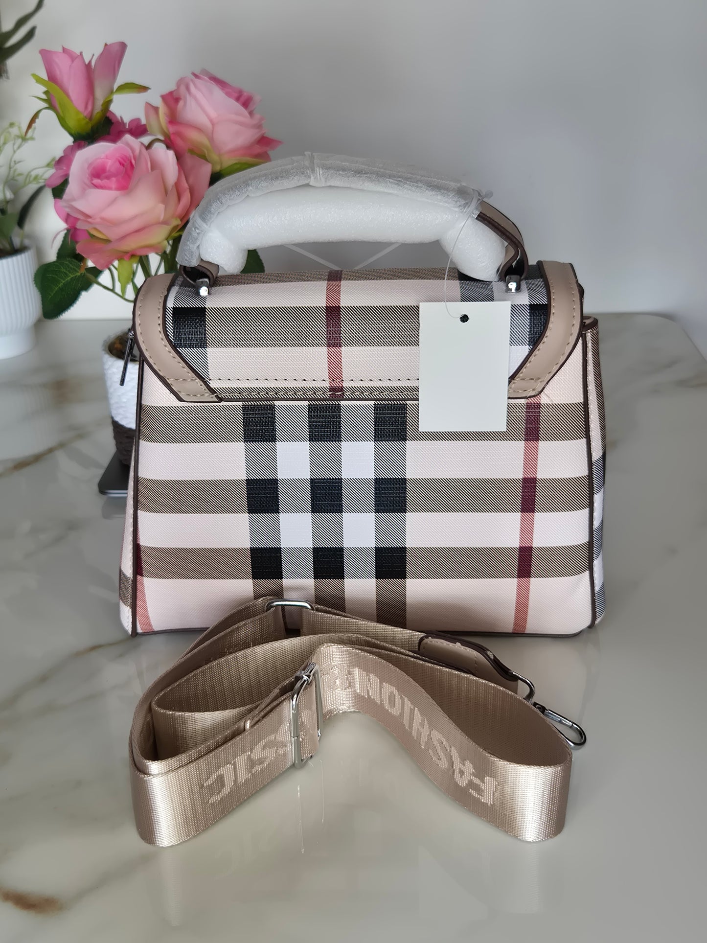 Blush Check Satchel