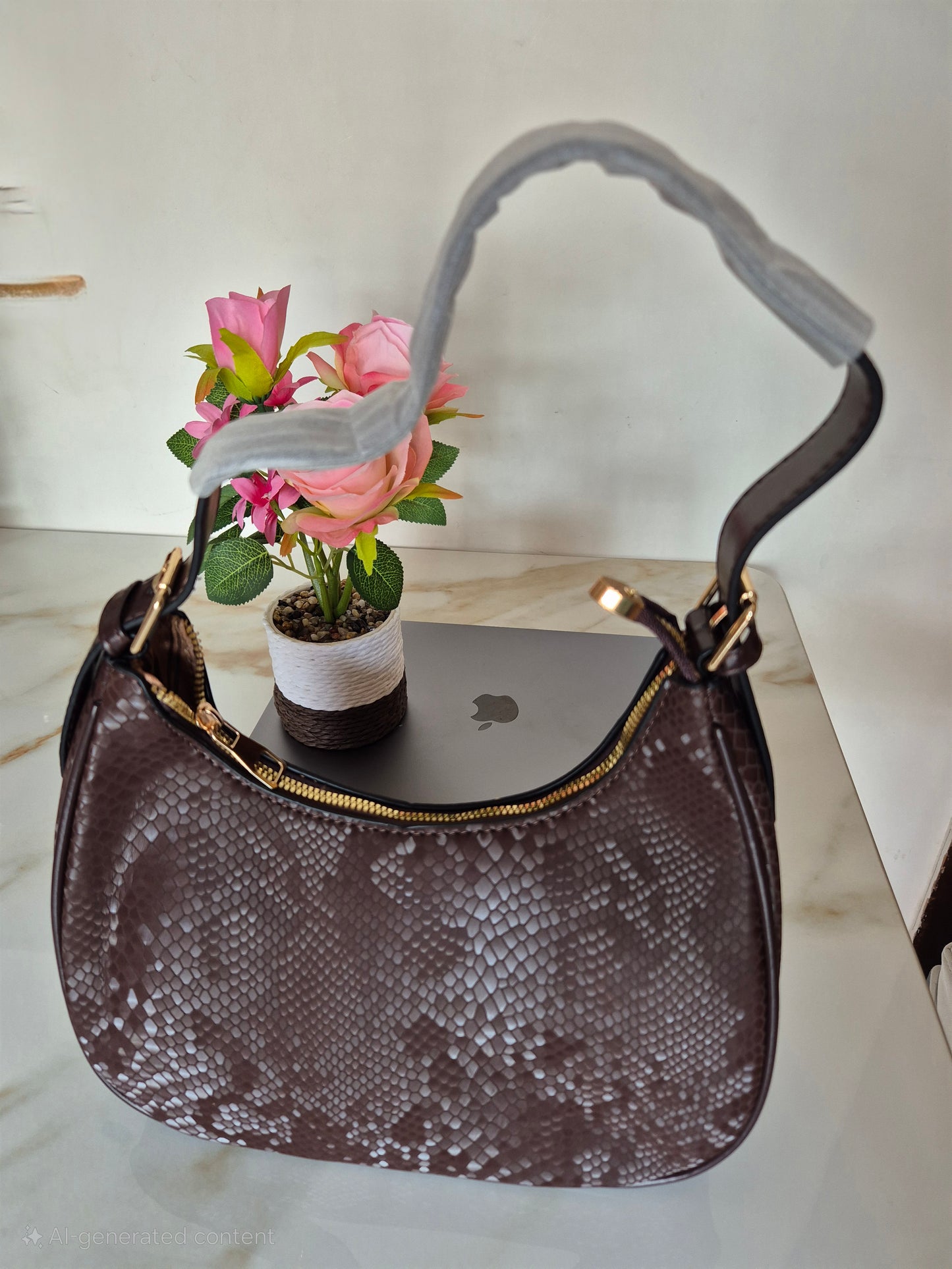 Snakeskin Baguette Shoulder Bag