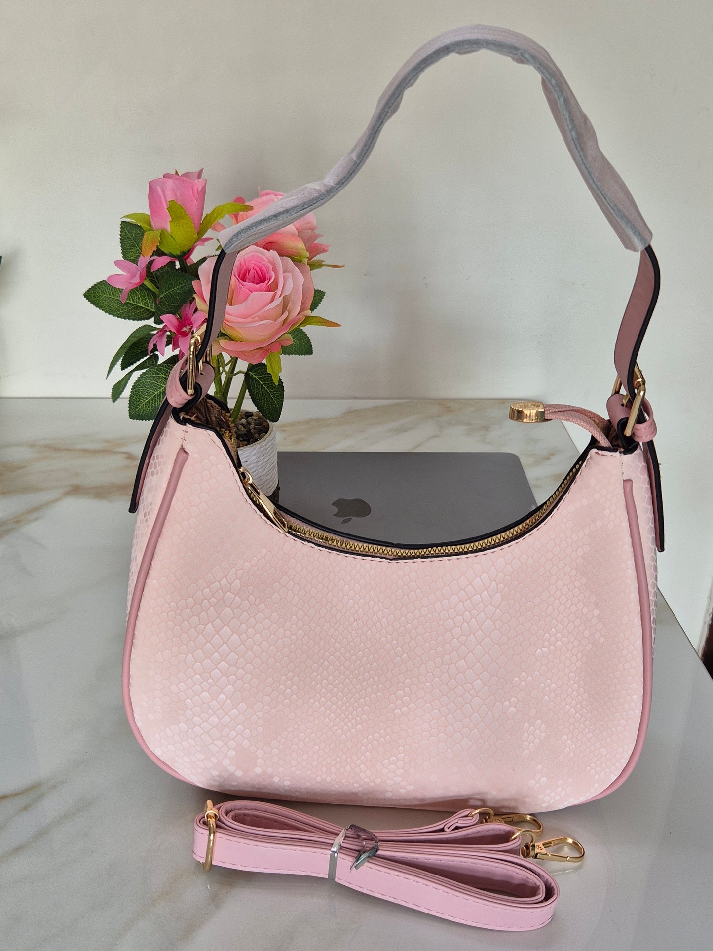 Snakeskin Baguette Shoulder Bag